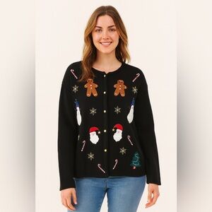 Croft & Barrow Black Holiday Sweater‎ Sz. XL
